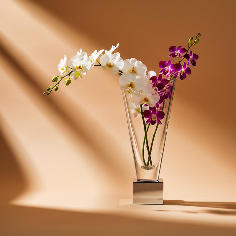 Glass Vase With Silver-plated Brass Base