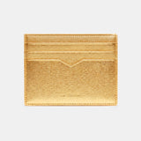 Leather Card Wallet in Gold Saffiano