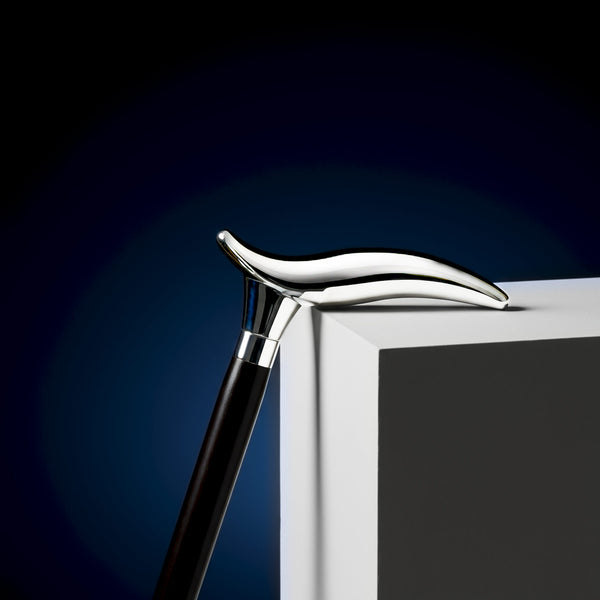 Black Walking Stick Noble II, Silver-plated