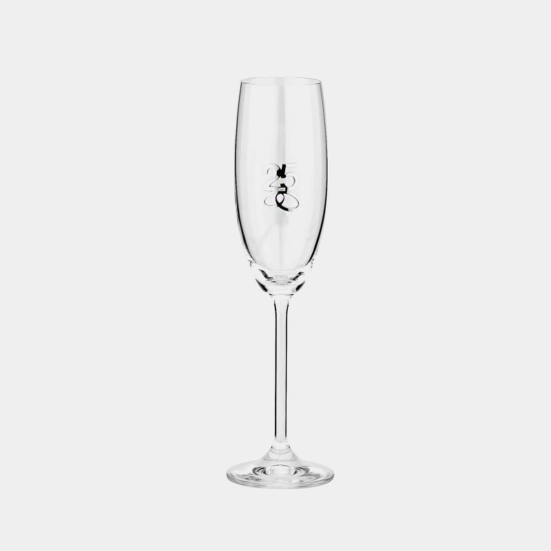 25th Wedding Anniversary Champagne / Wine Flutes, Crystal, Silver Plated-ANTORINI®