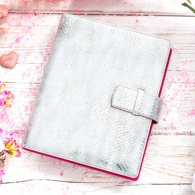 Leather Manager A5 Agenda ESSENCE in Silver and Fuchsia