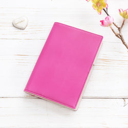 Leather A6 Diary in Pink and Ivory