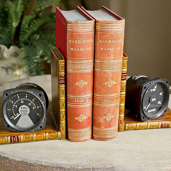 Bookends With Vintage Aircraft Clock-ANTORINI®