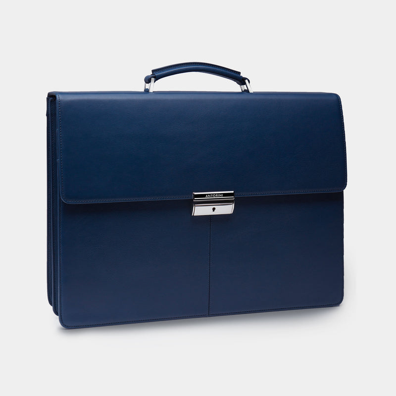 Leather Briefcase in Navy-ANTORINI®