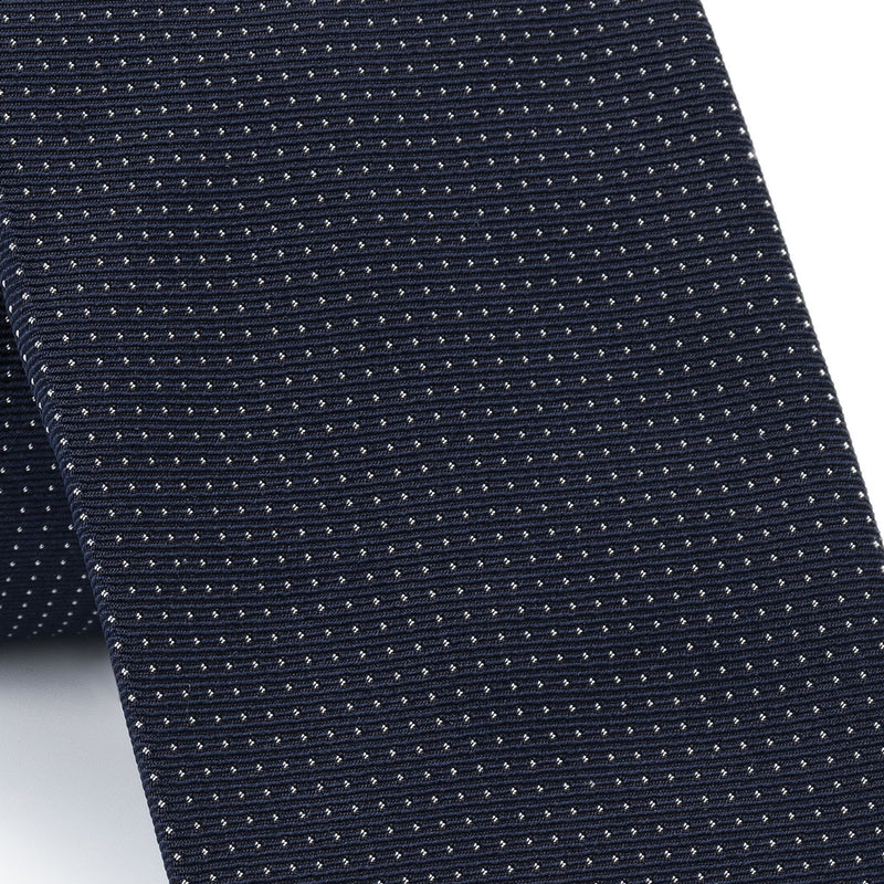 Silk Lucky Tie in Navy with White Dots And Coral Charm-ANTORINI®