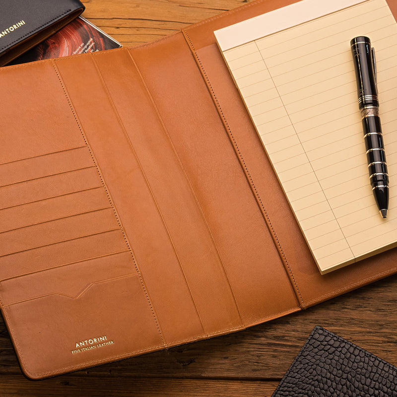 Leather A5 Padfolio in Dark Brown and Cognac with Note Pad-ANTORINI®
