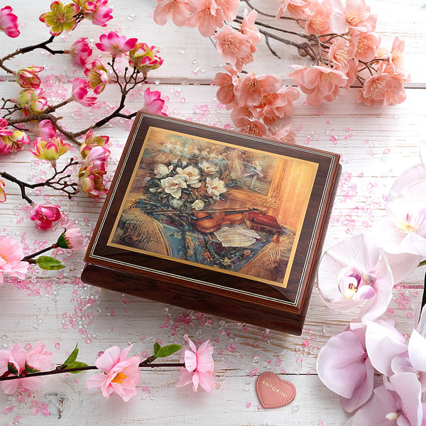 Music Jewellery Box with Motive of "Violin and Flowers"-ANTORINI®