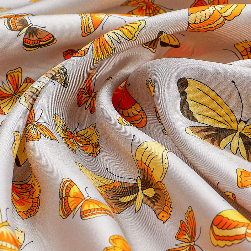 Luxury Butterflies Silk Scarf ANTORINI in Beige-ANTORINI®