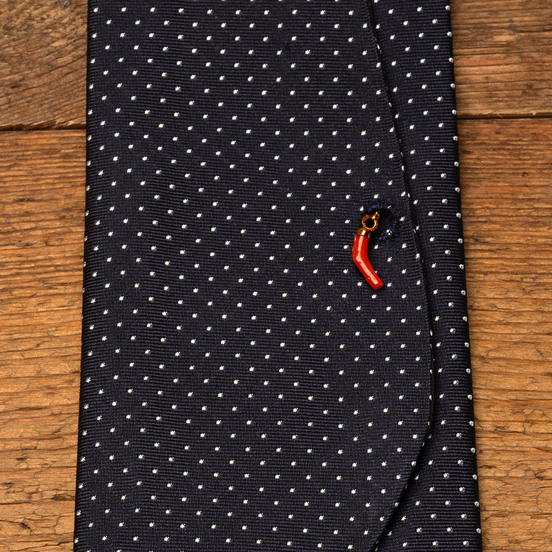 Silk Pocket Tie in Navy with White Dots-ANTORINI®