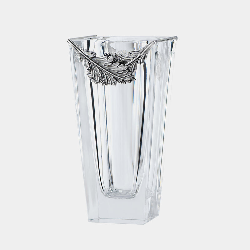 Crystal Vase Caesar, With Silver Plated Leafs-ANTORINI®