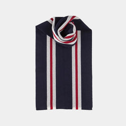 Merino Wool Scarf with Red Stripes in Blue-ANTORINI®