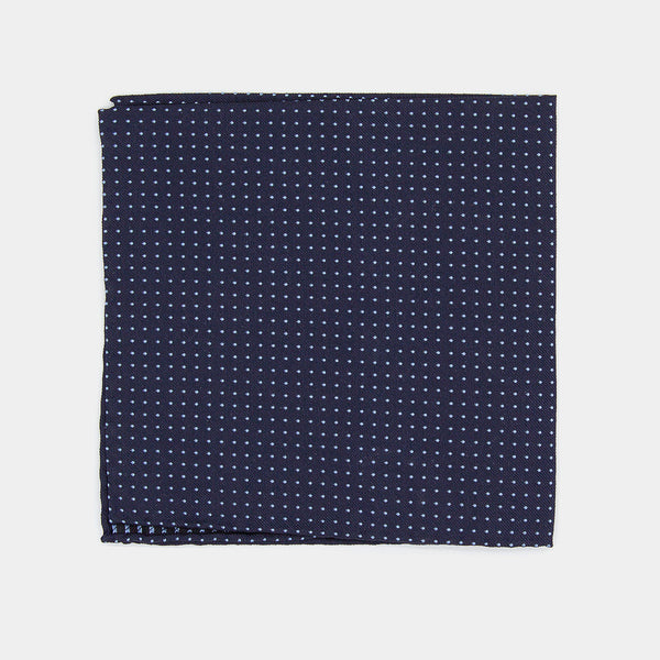Silk Pocket Square, Blue with Dots-ANTORINI®