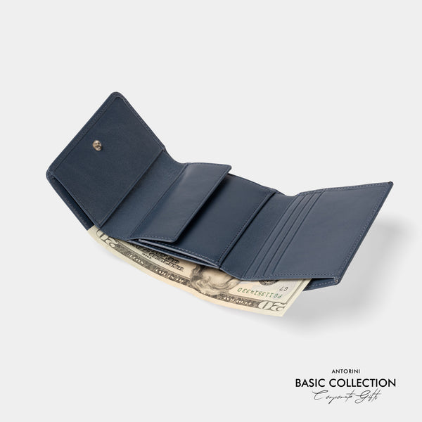 Leather Trifold Wallet in Blue Corporate Collection – ANTORINI®
