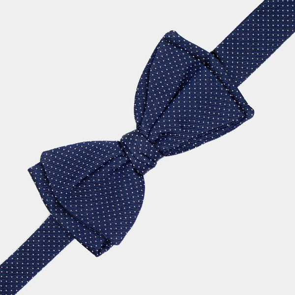 Silk Bow Tie in Blue with White Dots-ANTORINI®