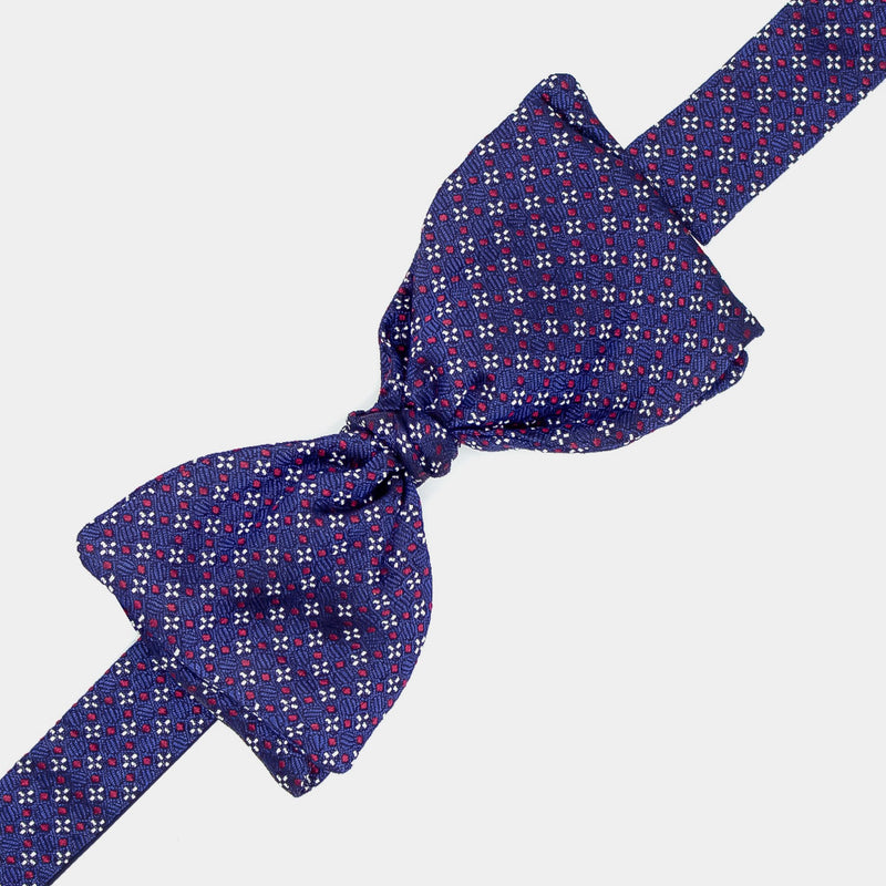Silk Bow Tie in Blue with Crosses-ANTORINI®