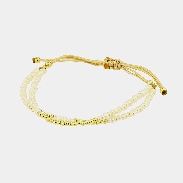Silver Cuff Bracelet with Pearls, Silver 925/1000, 1,2 g, gold-plated-ANTORINI®