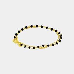 Silver Cuff Bracelet Pearls & Onyx, Silver 925/1000, 4,3 g, gold-plated-ANTORINI®