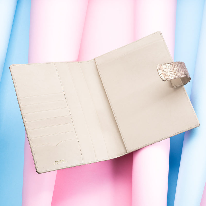 Leather A5 Padfolio in Bronze and Beige with Notepad-ANTORINI®