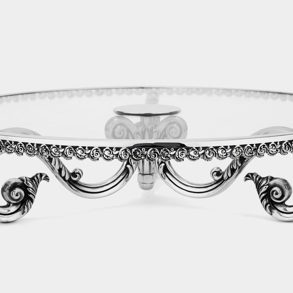 Glass Cake Stand Baroque with Silver-plated Decorations-ANTORINI®