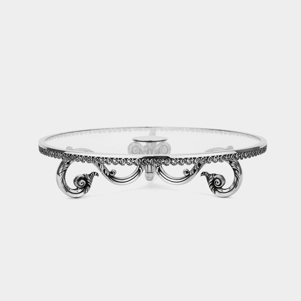 Glass Cake Stand Baroque with Silver-plated Decorations-ANTORINI®