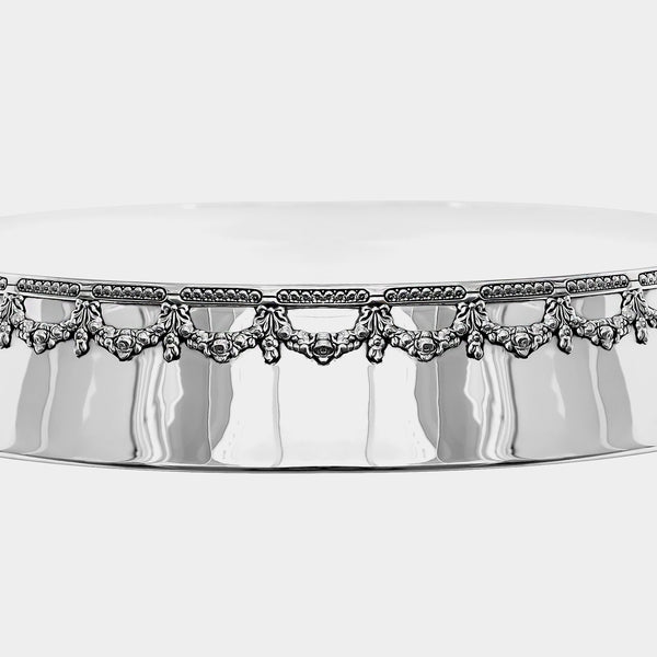 Wedding Cake Stand with Floral Decorations, Silver-plated-ANTORINI®