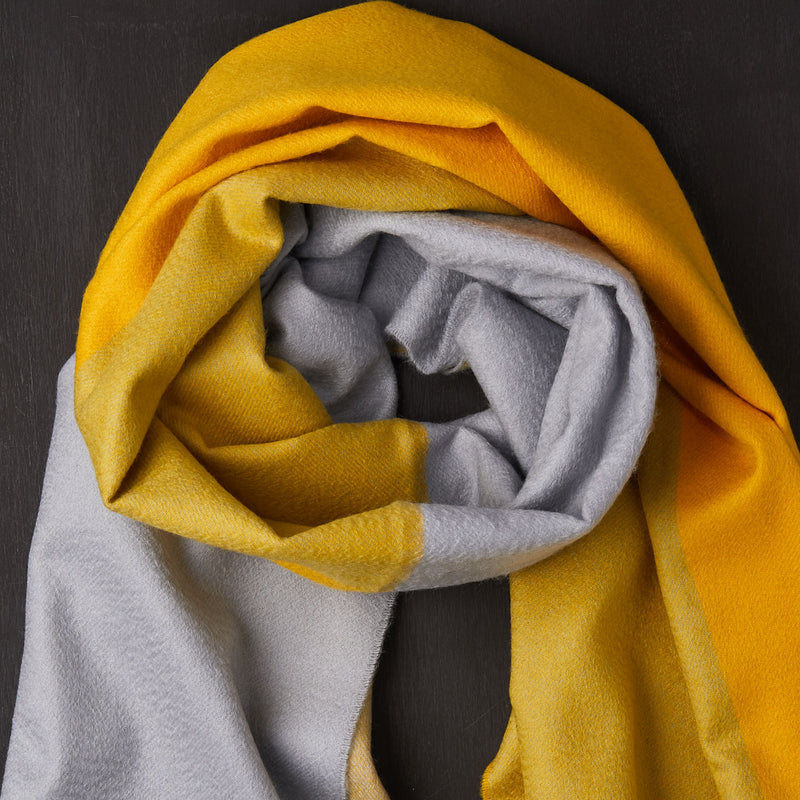 Cashmere Scarf in Yellow and Grey-ANTORINI®