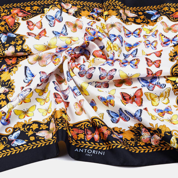 Silk Scarf Butterflies in Black-ANTORINI®