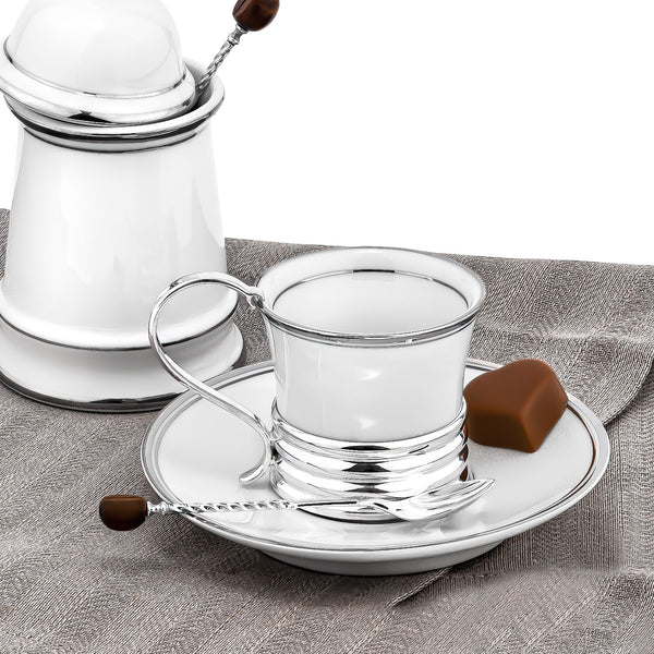 Porcelain coffee cups, Silver 925/1000, 31 g-ANTORINI®