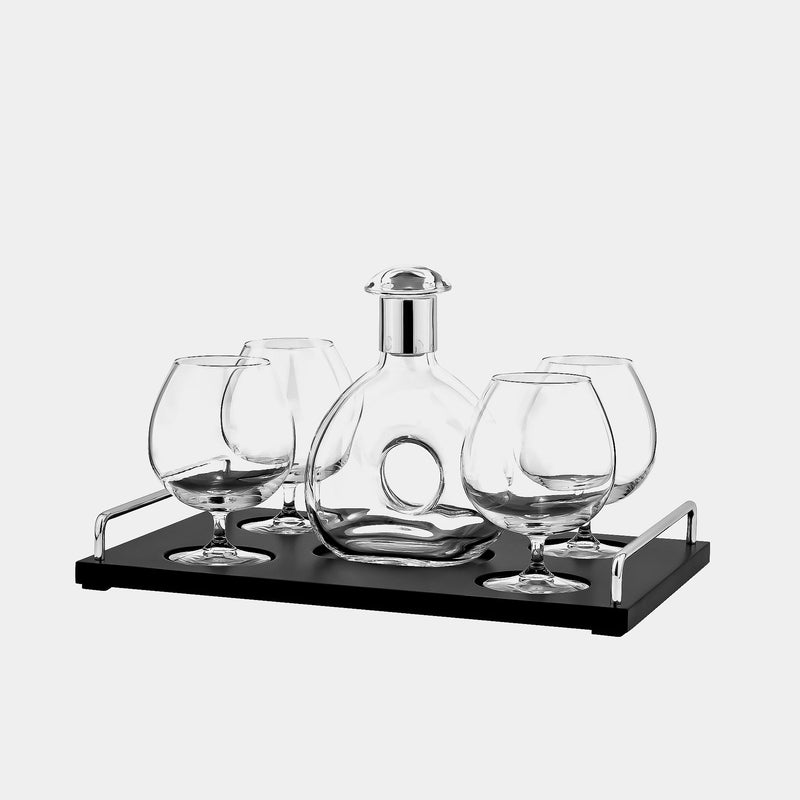 Cognac Set, 4 Glasses with Bottle, Silver-Plated-ANTORINI®