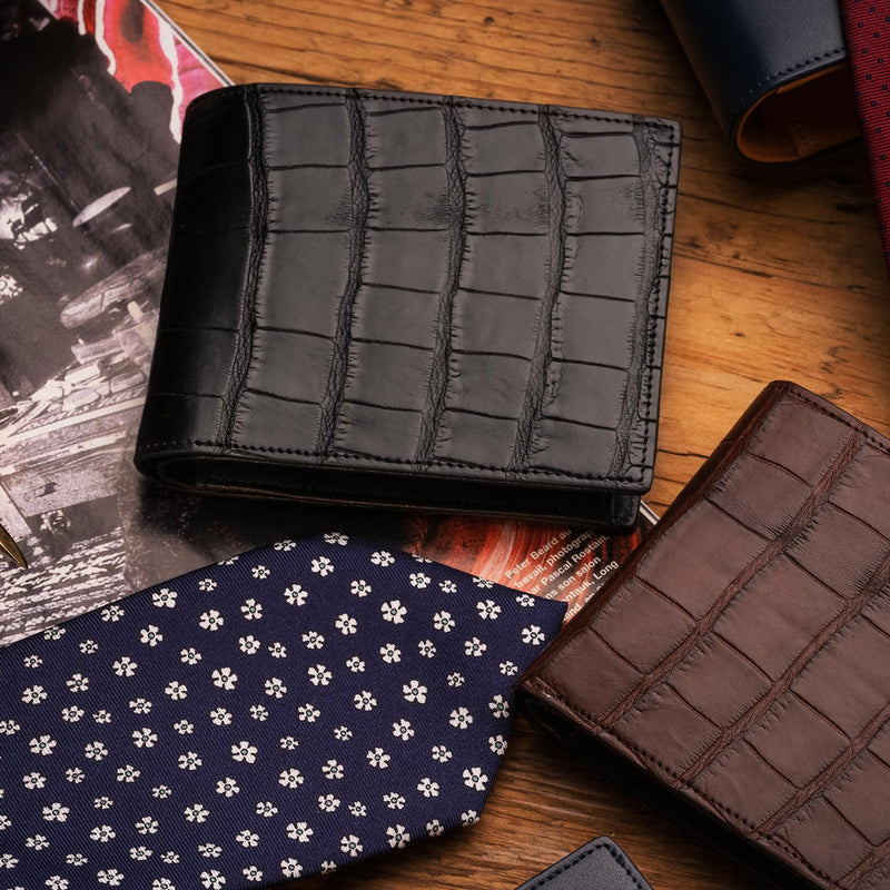 Men's Wallet ANTORINI Excellence in Black Genuine Crocodile Leather-ANTORINI®
