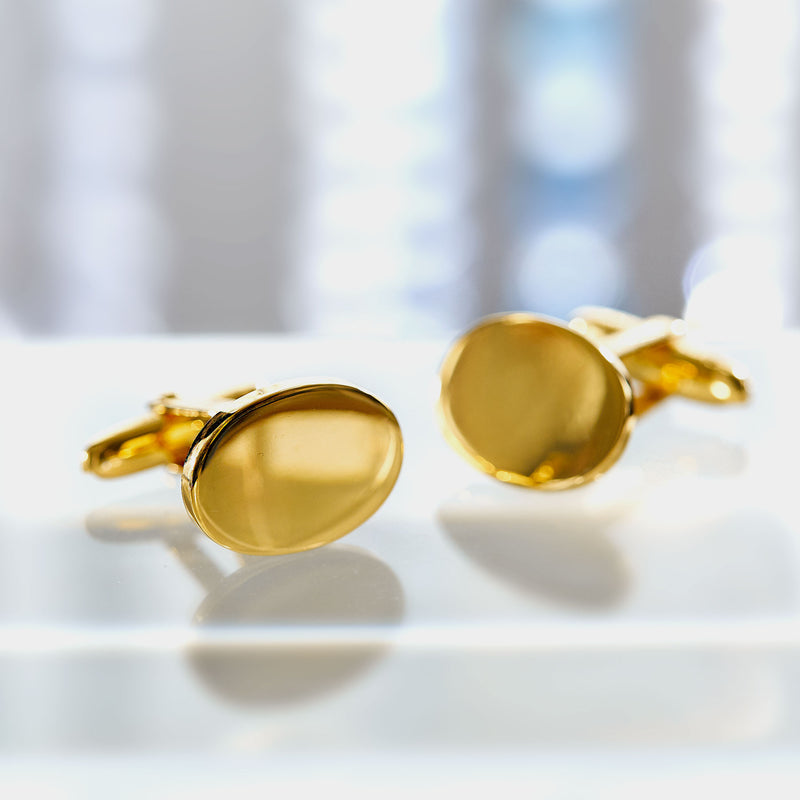 Men's Oval Gold-Plated Silver Cufflinks, Silver 925/1000, 12g-ANTORINI®