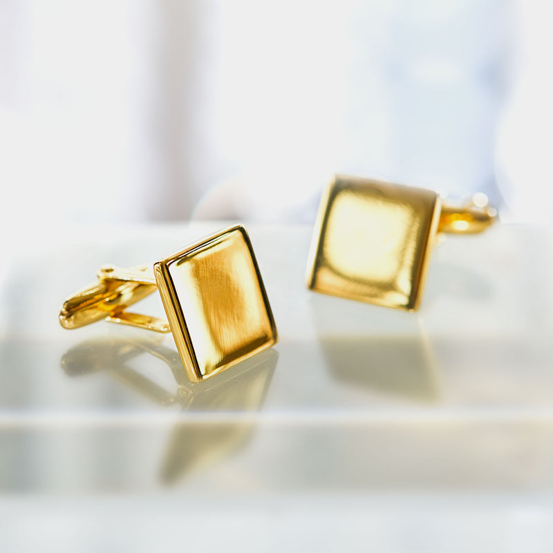 Men's Square Gold-Plated Silver Cufflinks, Silver 925/1000, 13 g-ANTORINI®