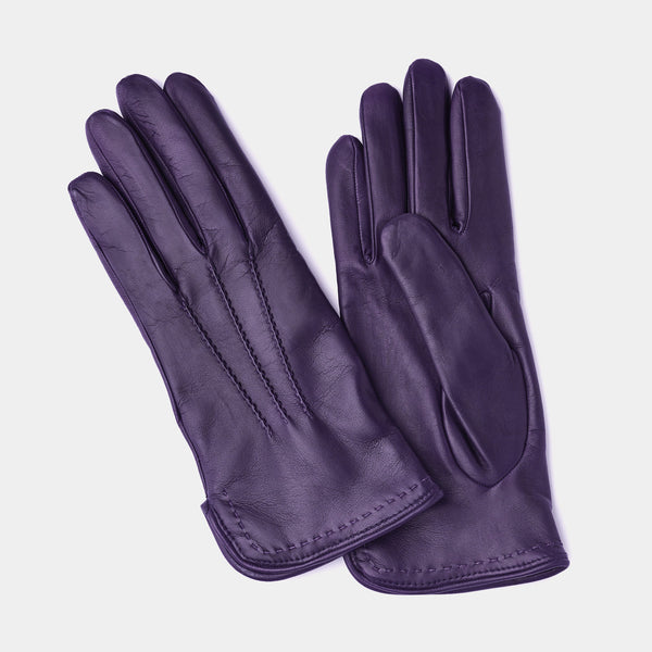 Wool Lined Leather Gloves in Purple-ANTORINI®