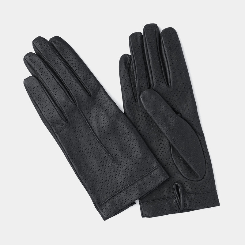 Silk Lined Leather Gloves in Dark Grey-ANTORINI®