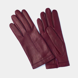 Silk Lined Leather Gloves in Burgundy-ANTORINI®