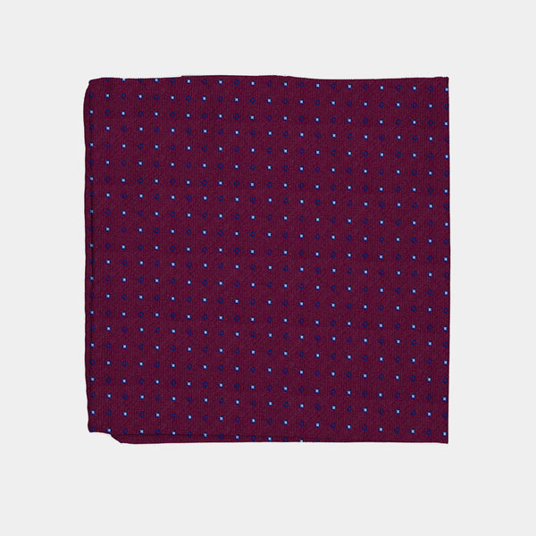 Silk Pocket Square in Dark Red with Circles-ANTORINI®