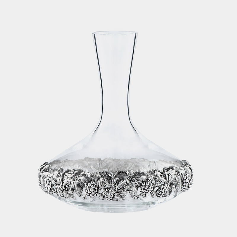 Glass Wine Decanter With Silver Plated Leaves and Grapes-ANTORINI®