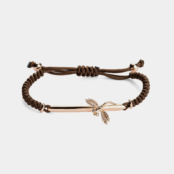 Silver Cuff Bracelet with Dragonfly, Silver 925/1000, 5,5 g, gold-plated, brown-ANTORINI®
