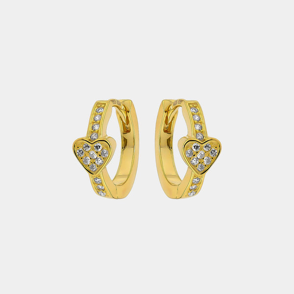 Silver Heart Earrings With Zirconia, Silver 925/1000, 2,3 g, gold-plated-ANTORINI®