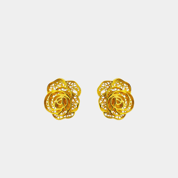 Silver Earrings Roses, Silver 925/1000, 1,8 g, gold-plated-ANTORINI®