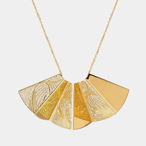 Silver Necklace Fan, Silver 925/1000, 21,6 g, Gold-plated-ANTORINI®