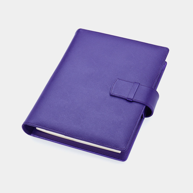 Leather A5 Portfolio in Purple Saffiano with Notepad-ANTORINI®