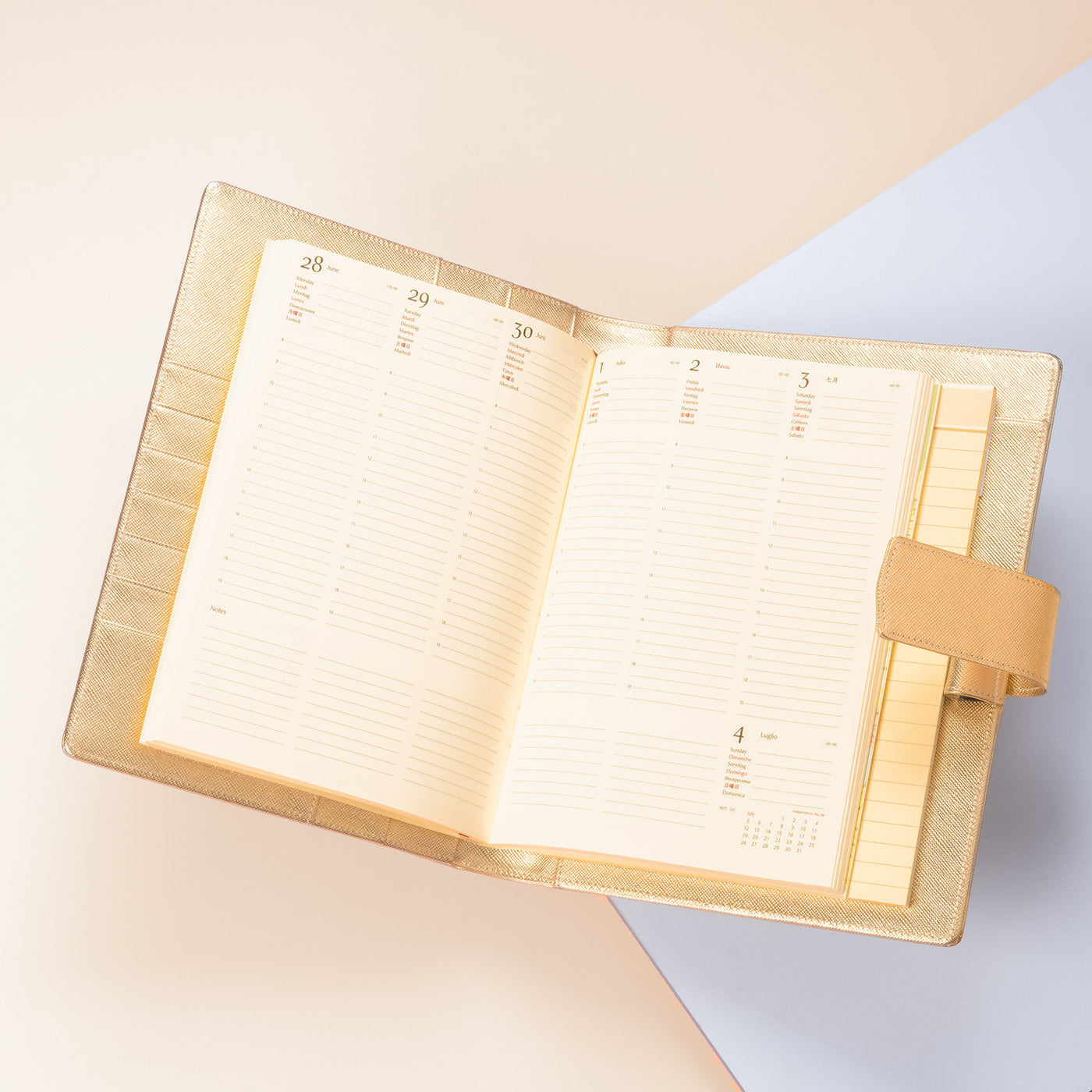 A5 Leather Diary 2026 Without Rings, Gold, Refillable – ANTORINI®