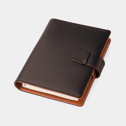 Leather A5 Padfolio in Dark Brown and Cognac with Notepad-ANTORINI®