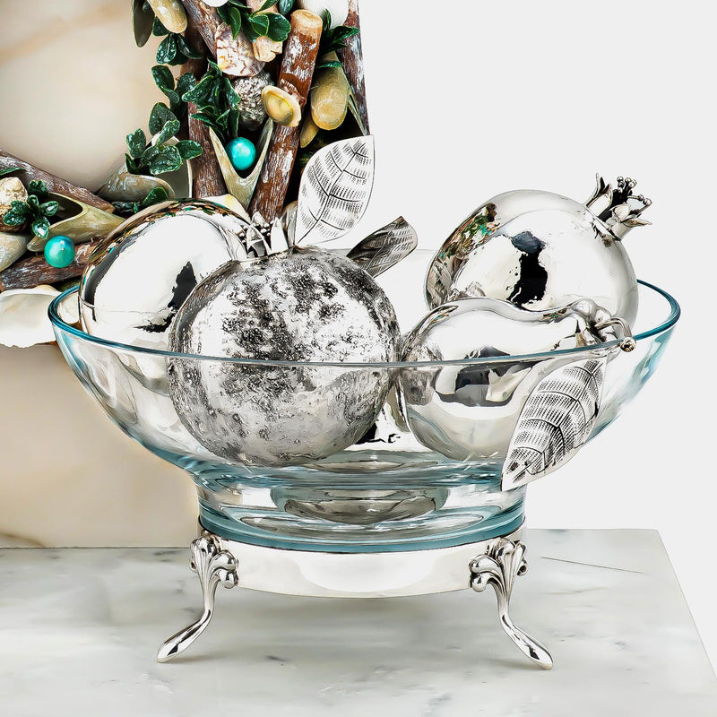 Decorative Glass Bowl Amea, Silver-plated-ANTORINI®