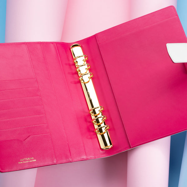 Leather Manager A5 Agenda in Ivory and Fuchsia, 2023-ANTORINI®