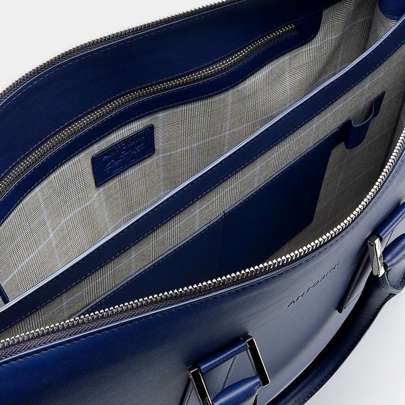 Leather Briefcase in Navy