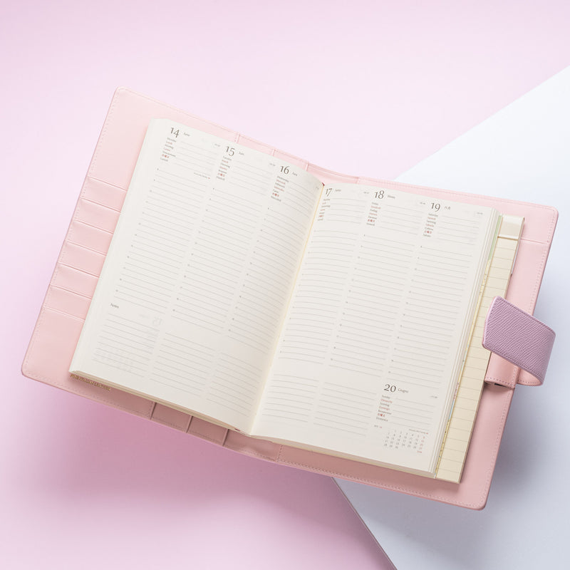 A5 Leather Diary 2023 Without Ring Binder Mechanism, ANTORINI Gritti Pink, Refillable-ANTORINI®