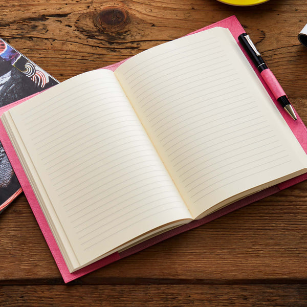 Leather Refillable Diary in Pink Saffiano-ANTORINI®