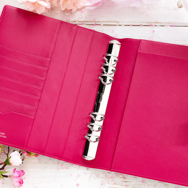 Leather Manager A5 Agenda ANTORINI ESSENCE in Silver and Fuchsia